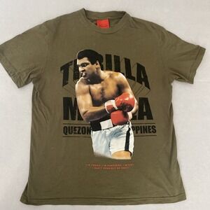 Muhammad Ali Shirt Mens Size Large Green Thrilla in Manila Boxing GOAT Adult Tee